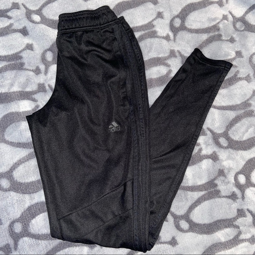 All black adidas climalite jogger sweat pants with zipper pockets